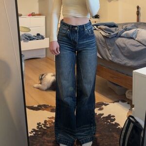 Vessira Blue Denim Jeans with Tan Accent